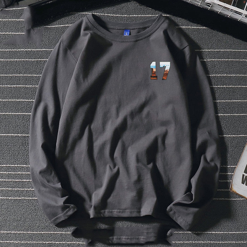 Simple Trend Men's Long-sleeved T-shirt Hong Kong Style Retro