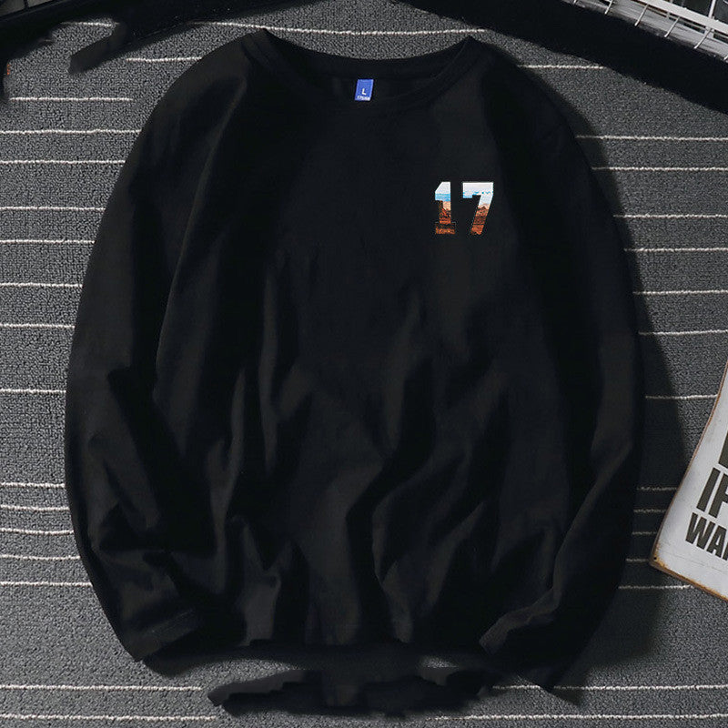 Simple Trend Men's Long-sleeved T-shirt Hong Kong Style Retro