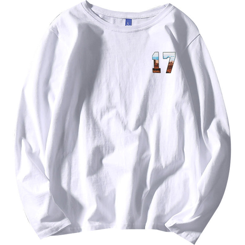 Simple Trend Men's Long-sleeved T-shirt Hong Kong Style Retro